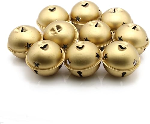 Miniatura 5 de LXZ Campanas redondas decorativas  Cascabeles de metal para fiestas, hogar, Navidad, diámetro de 1-3132 pulgadas (2.0 in) (oro, 6)