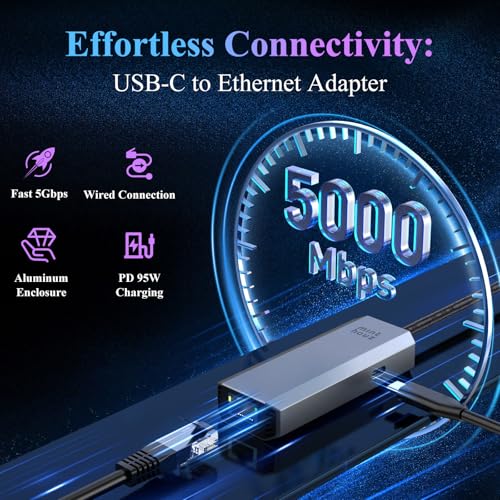 Minthouz 5Gbps USB-C to Ethernet Adapter with 95W PD, RJ45 to USB C, Gigabit LAN Ethernet Network Adapter for Windows, Mac OS, iPad OS, Chrome, Linux and More - image 2