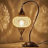 DEMMEX (33 Colors) Turkish Moroccan Mosaic Table Lamp, Swan Neck Handmade Desk Bedside Table Night L