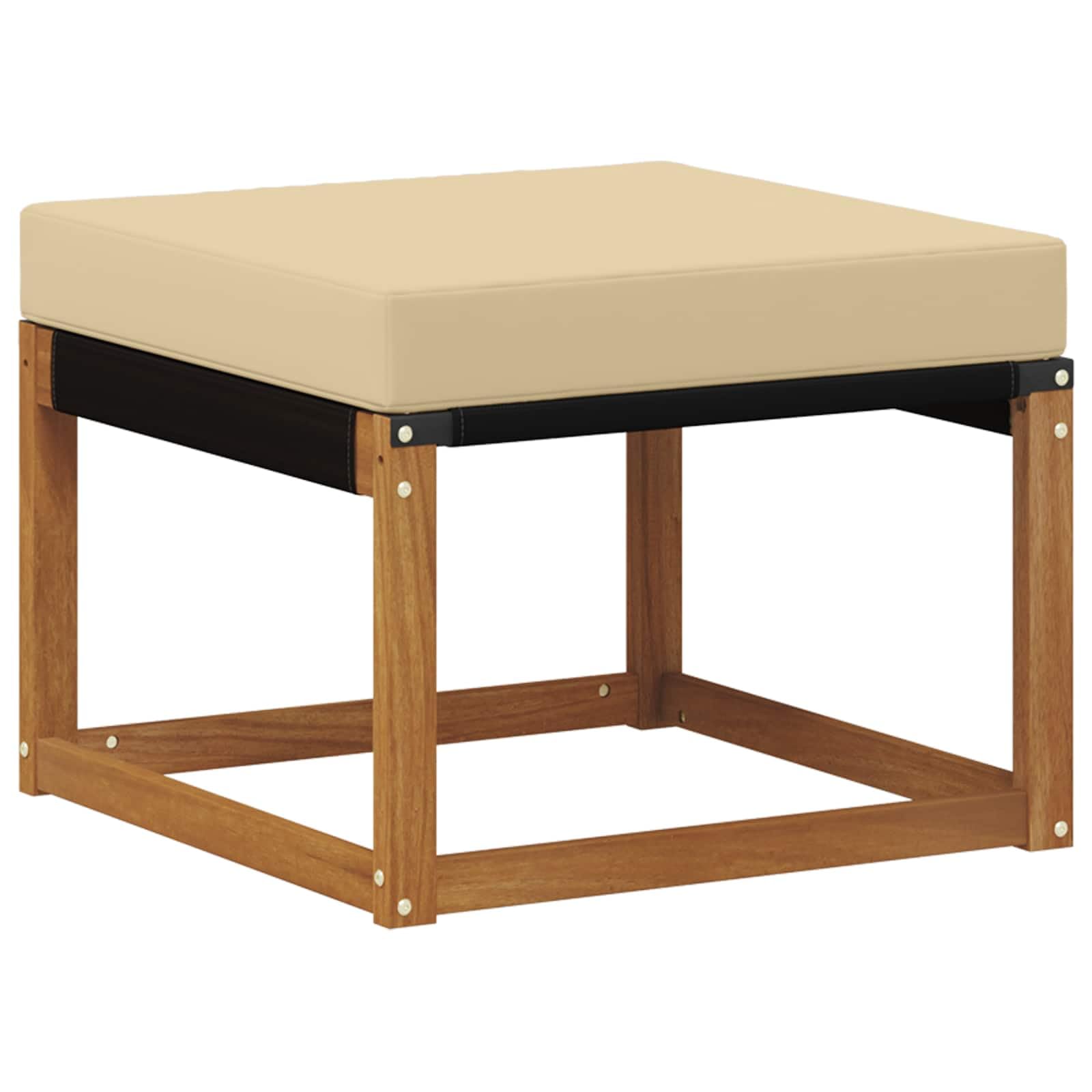 Outdoor-Sofagarnitur 6-teilig, wetterfestes Akazienholz und Textilene, modulare Sitzgruppe für Garten, Terrasse, Balkon, modernes Design, langlebige, Pflegeleichte Sitzmöbel, inklusive Tisch