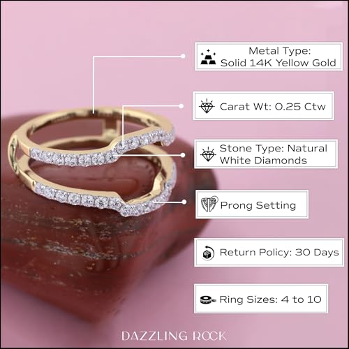 Dazzlingrock Collection Round White Diamond Enhancer Double Guard Ring for Women (0.25 ctw, Color I-I, Clarity I1-I3) in Solid Gold4