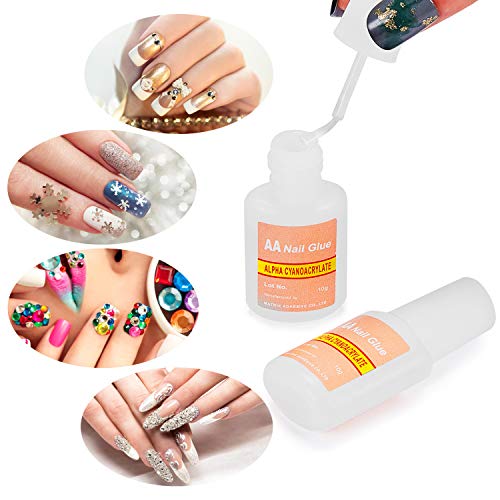 Hicarer Adhesive False Nail Glue Brush-On Nail Glue Quick Nail Glue For Nail Make Up Supplies (5 Packs) #TOP4