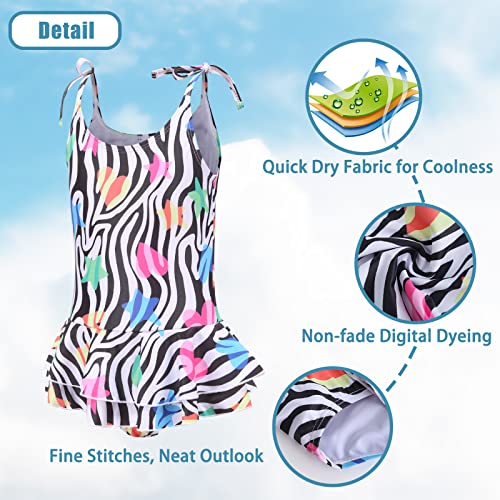 Image of Girls One Piece Swimsuits Halter Ruffled Bathing Suit for Kids Hawaiian Swimwear Leopard Swim Dress 3-16 Years