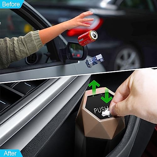 Image of Car Trash Can, Mini Plastics Portable Auto Rubbish Bin with Lid, Leakproof Diamond Design Garbage Holder, Small Waterproof Vehicle Dustbin for Automotive, Kitchen, Home, Office