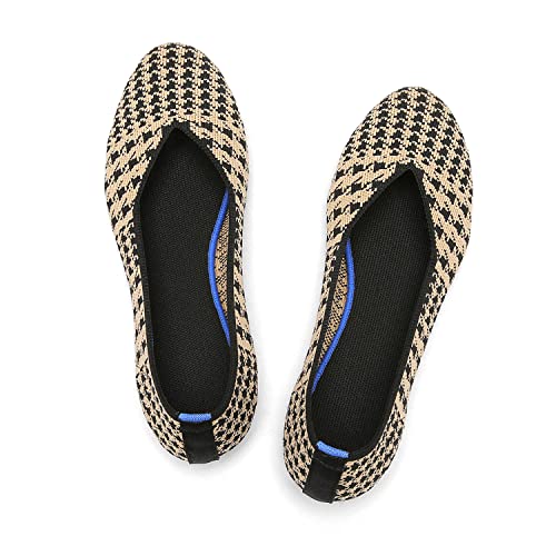 Women's ballet flats dressy casual knit shoes round toe