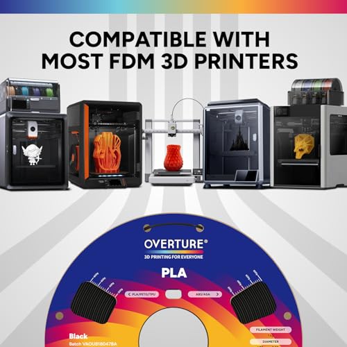 Image of OVERTURE 6KG Bundle High Speed PLA Filament 1.75mm, Neatly Wound 3D Printer Filament 6 Pack 1kg Spool (2.2lbs) Rapid PLA, Fit Most FDM 3D Printers (6 Color P1)