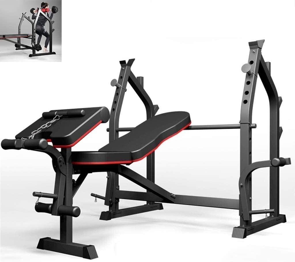 ERoomQ Squat Rack Bench Press Rack Home Fitness Equipment Barbell Rack Men's Bench Press Bench Multi-Function Weight Bench Fitness Chair