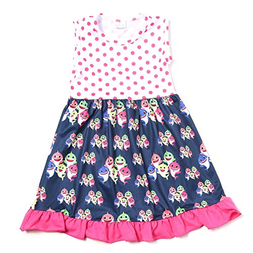 TOPTAMP Girls Shark Dress Baby Girl Causal Dress M Blue