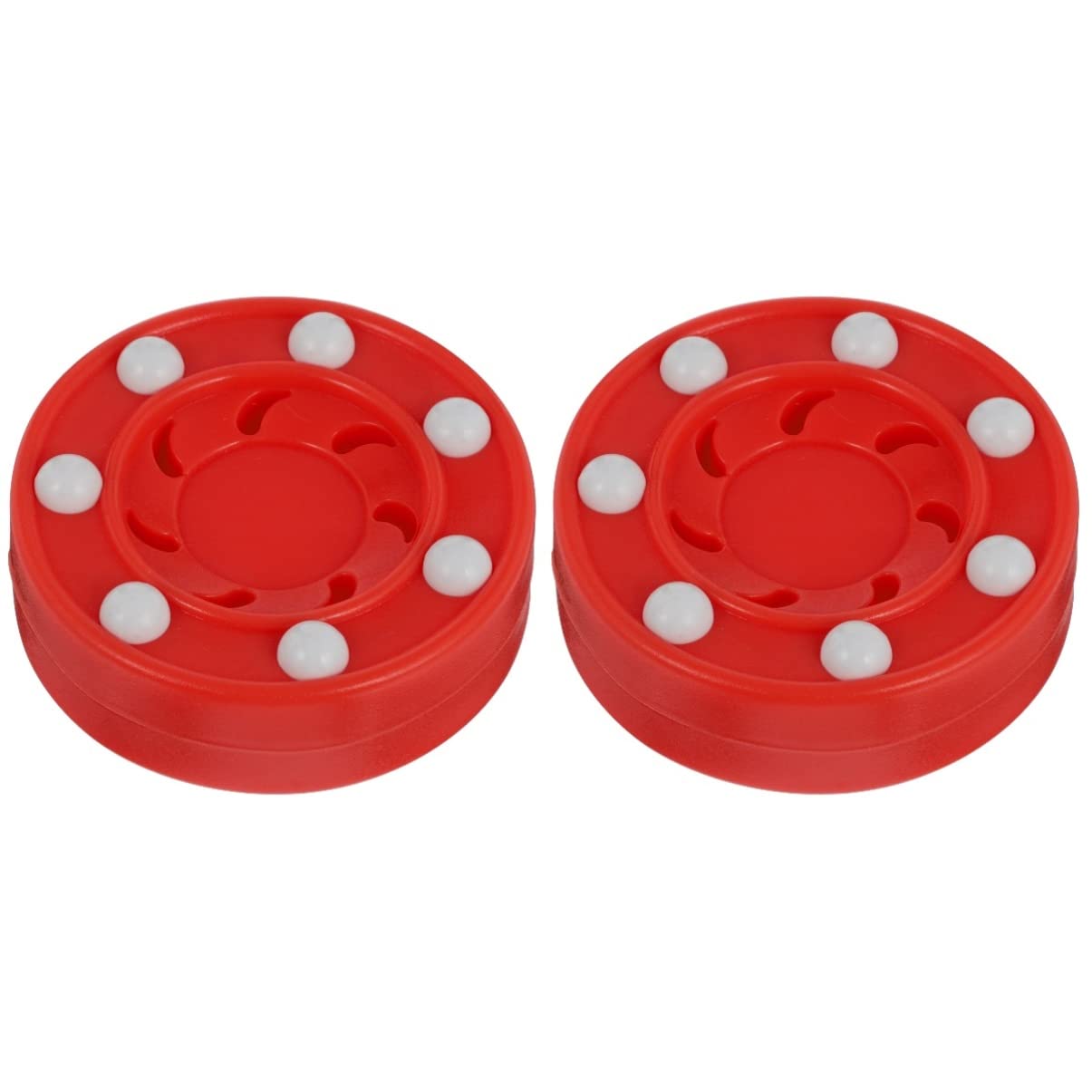 CLISPEED Roller Hockey Puck Set 2 Pack for Training and Competition Shockproof Core High Impact Glide Lightweight Roller and Ice Hockey Pucks for Indoor Outdoor Smooth Surfaces