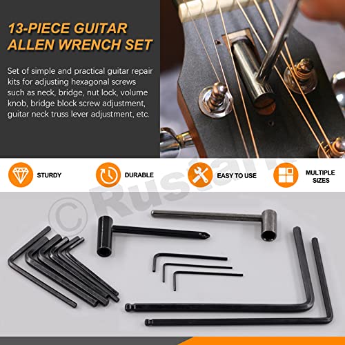 13Pcs Guitar Allen Wrench Truss Rod Wrench Set, 4mm & 5mm Truss Rod Allen