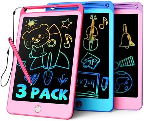 TEKFUN 3Pack LCD Writing Tablet for Kids,8.5 Inch Doodle Board Drawing Board Drawing Tablet with Lanyard,Educational Kids Toddler Toys Birthday Gift for Boys Girls 3 4 5 6 Years Old (Blue Pink Purple)