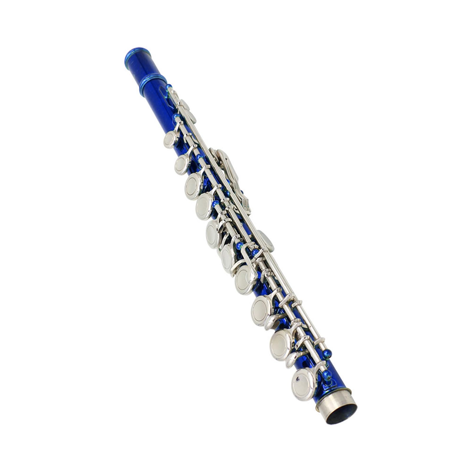 HUIOP flauta,Flauta Travesera Cuproníquel Plateado 16 Agujeros C clave Instrumento de Viento de Madera con Grease Cork Paño de Limpieza Guantes Palillo Mini Acolchado Caso Destornillador,Flauta de 16
