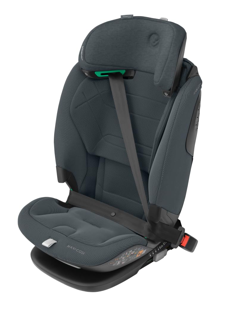 Maxi-Cosi Titan Pro² i-Size, Seggiolino auto per bambini, 15 Mesi- 12 Anni (76-150 cm), ClimaFlow, Cinture easy-in, Cuscini di sicurezza AirProtect, G-CELL, Reclinabile 4 posizioni, Authentic Graphite