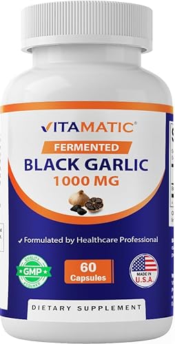Miniatura 7 de Vitamatic Paquete de 3 Extracto de Ajo Negro Fermentado 1000 mg 60 Cápsulas – Sin OGM, Sin Gluten – (Total 180 Cápsulas)