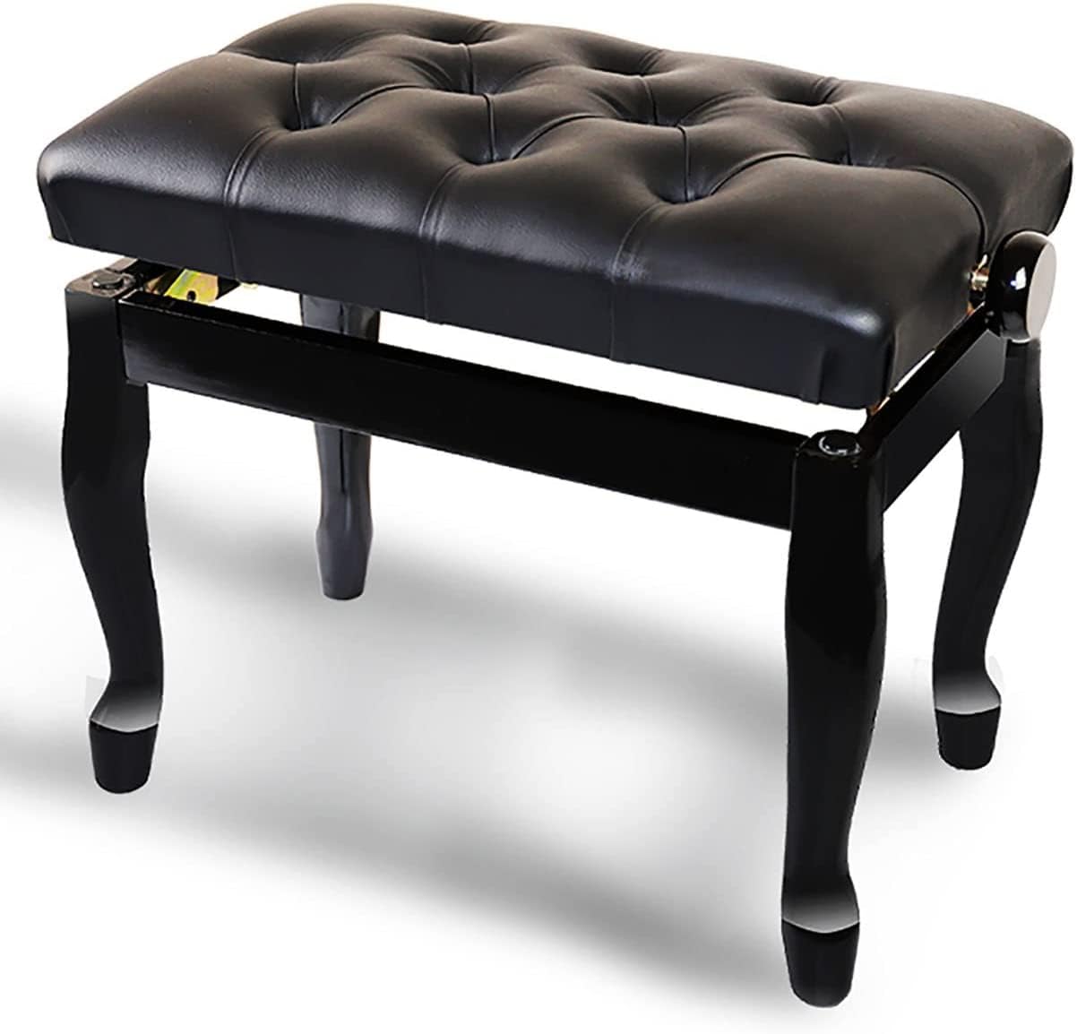 Taburete de Piano para Banquete Familiar, tocador, taburetes para Teclado Individual, Banco Duradero de Altura Ajustable con Estructura de Madera Maciza, 56 x 36 47-57 cm, Patas Curvas.