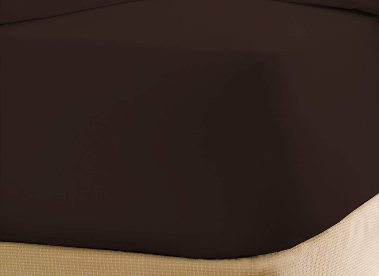 600 Thread Count Fits Mattress Upto 20 inch Deep Pocket 1 Piece (Bottom Sheet Only) Fitted Sheet Soft Collection (Chocolate, Twin XL)