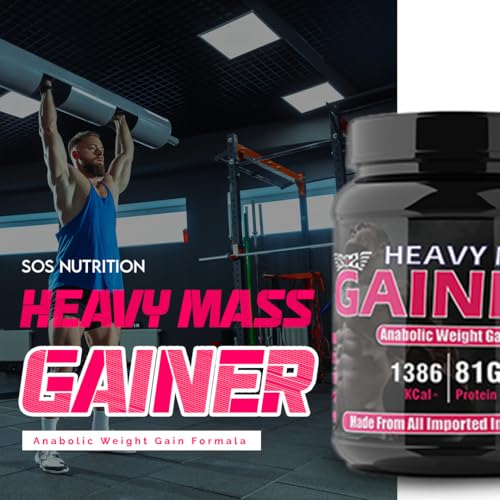 Image of SOS Nutrition High-Calorie Heavy Mass Gainer Protein Powder (Strawberry 1kg) | 81g Protein | Weight Gainer for Men & Women | Muscle Growth & Strength | Ideal for Gym & Fitness