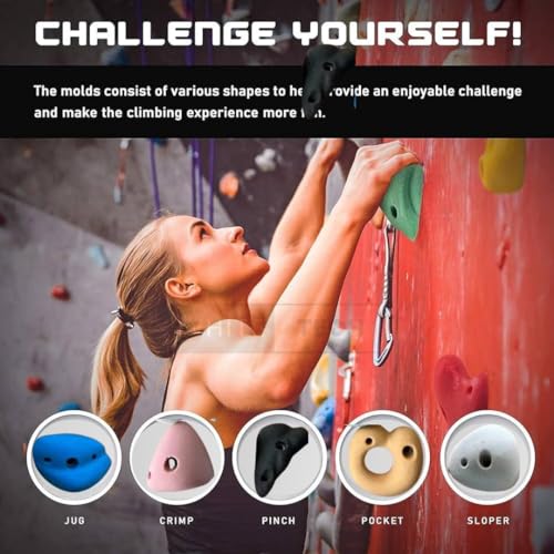 Image of White Tech Premium Rock Climbing Holds (24 Pack) Multi Size for Kids, Adult Rock Wall Holds Climbing Rock Wall Grips for Indoor and Outdoor Playground Play Set (Designed in Germany)