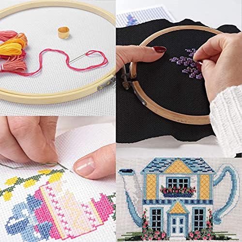 6Pcs Cross Stitch Fabric 14 Count Aida Cross Stitch Aida 11 Count Aida Reserve Aida Cloth Embroidery Fabric for Embroidery, Cloth Craft, DIY Wall Decoration White Black(30 * 30cm, 30 * 45cm)
