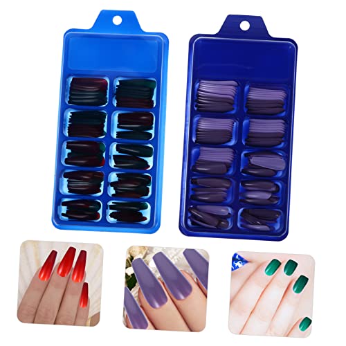 NOLITOY 2 Caixas Usando Cortador De Unhas De Plástico Ponta De Unha Longa Unhas Falsas Cola Falsa Em
