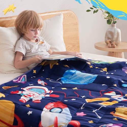 anfie Weighted Blanket Kids(48"x72" 10lbs) Weighted Blanket Cooling Blanket for Sleeping,Throw Size Breathable Blanket with Premium Glass Bead(Blue Aerospace)