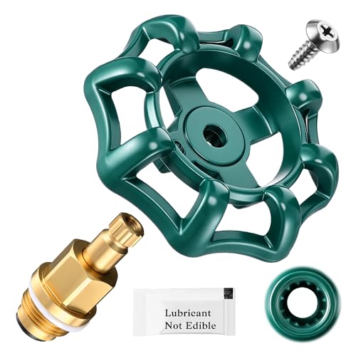 Avenuebool 12 Point Outdoor Faucet Handle Compatible with Arrowhead PK1290, Brass Valve Stem Compatible with Arrowhead PK1100, Spigot Handles with Lubricant for Hose Bibb, Garden Valves(Round)