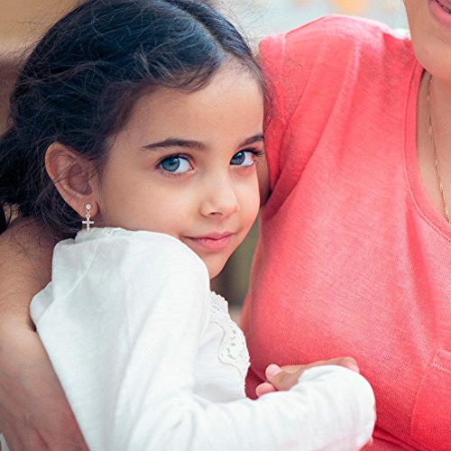 925 Sterling Silver Kids Small Cross Dangle Earrings With Locking Safety Screw Back For Young Girls & Preteens - Religious Earrings #TOP2