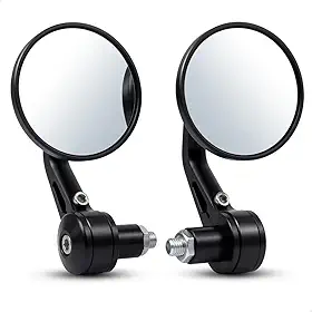 Retrovisor Moto Redondo Ponta De Guidão 7/8 Par Alumínio Ajuste 360 Graus Universal