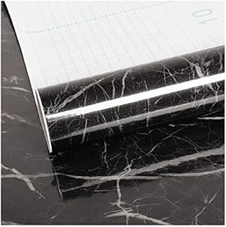 VEELIKE Sticky Back Plastic Marble Wallpaper Black Granite Kitchen Worktop Covering 40cm x 300cm Marble Effect Contact Paper Peel and Stick Waterproof Film for Cabinet Table Shelf