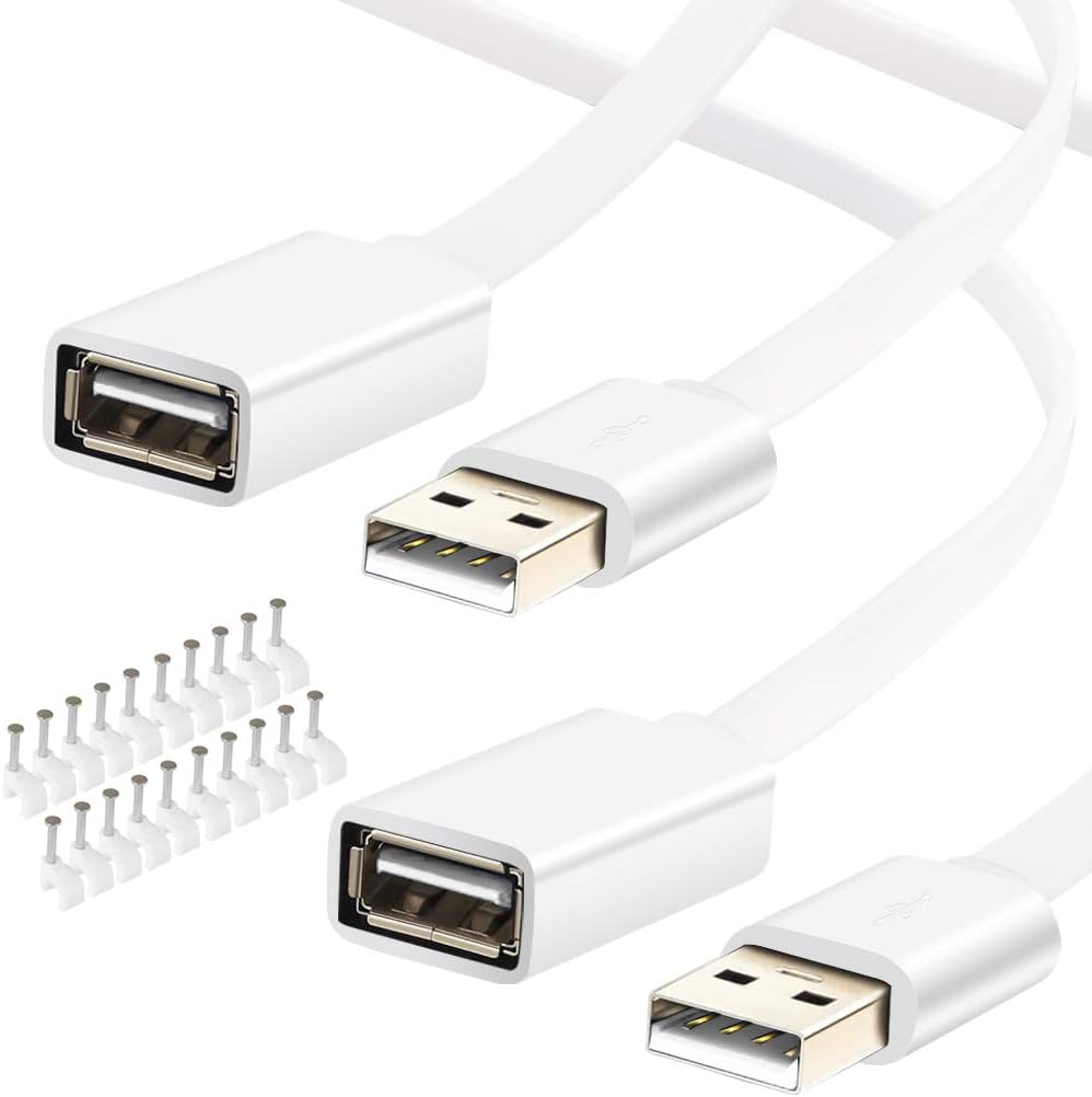 16.4FT 2 Pack USB Power Extension Cable for Wyze Cam Pan,WyzeCam,Oculus Go,Kasa Cam,YI Dome Home Camera,Furbo Dog,Nest Cam,Arlo Q,Blink,Netvue,Charging Cord Cloud Home Security Camera