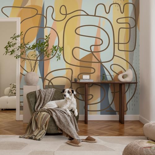 Papier peint intissé pour chambre à coucher déco formes abstraites - 3
