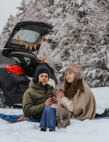 Anlaey Beanie Hats Winter Knitted Fleece Ear Flap Hat Skull Cap Warmer For Men Black #TOP2