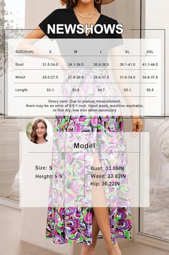 Image of Newshows Women's 2026 Lightweight Summer Wedding Guest Beach Vacation Casual V Neck Split Flowy Maxi Dress