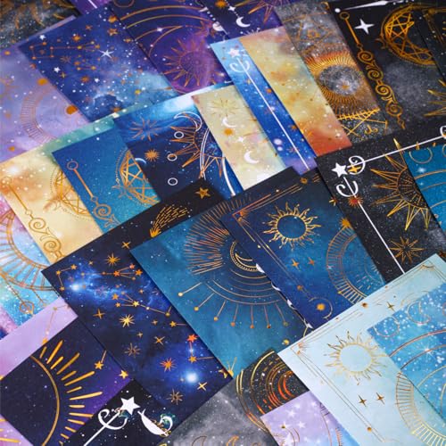 60 Sheets Celestial Gold Foil Astrology Scrapbook Paper – Aesthetic