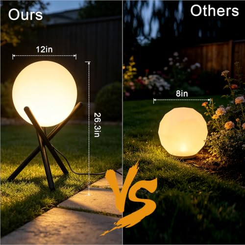Image of Lightdot 13.8-in Outdoor Globe Floor Lamp, 3000K Warm White LED Ball Lamp