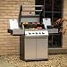 Fire Mountain Olympus 5 Burner Gas BBQ, Stainless Steel Barbecue Cast Iron Grill, Glass Viewing Lid, Searing Side Burner & Built-In Temperature Gauge, Large Outdoor Grill for Garden Parties & Patio