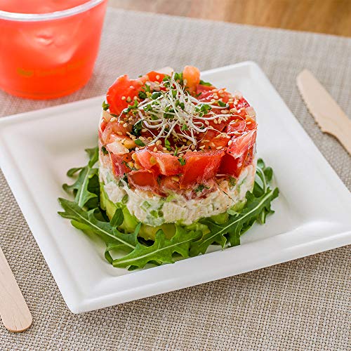 Restaurantware Pulp Tek 6.3 Inch Eco-Friendly Plates, 100 Small Compostable Plates - Made From Sugarcane Fibers, Heavy-Duty, White Bagasse Biodegradable Plates, For Appetizers Or Desserts, Square #TOP2