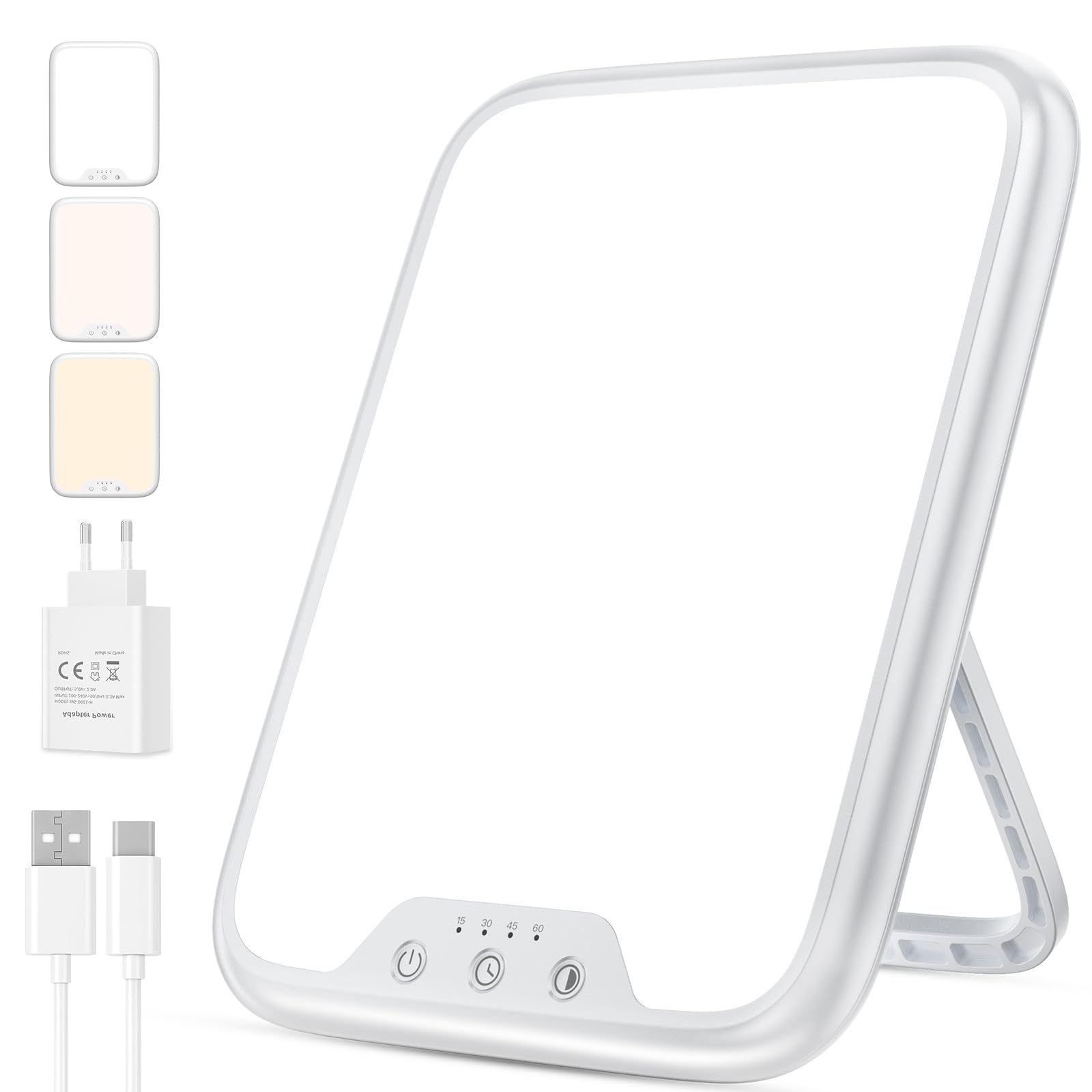 Tageslichtlampe 10000 Lux UV-Frei Sonnenlicht Lampe für Depressionen, Lichttherapielampe mit Memory Funktion, 4 Timer, 3 Farbtemperaturen, Stufenlose Helligkeit, Faltbar