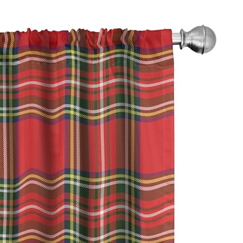 ABAKUHAUS Plaid Tenda a Pannello Set di 2, Irish Culturale Classica, Trattamento della Finestra per Stanza e Camera da Letto, 2 pezzi 75 cm x 245 cm, Rosso Multicolore
