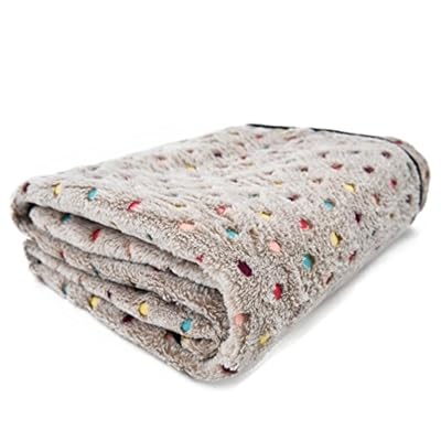 PAWZ Road Pet Dog Blanket Fluffy Fleece Fabric Soft and Cute Warm Dot Print Blanket Washable for Cats and Dogs Beige M:104 * 78cm