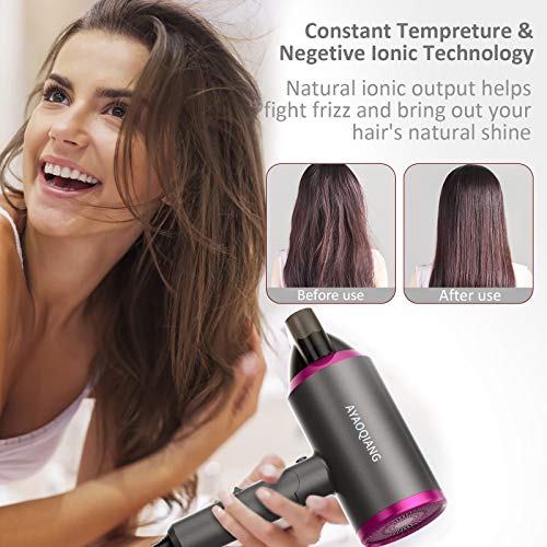 Hair Dryer Travel Hair Dryers Professional Hairdryer with Diffuser for Women Men Blow Dryer Home Salon Gift Low Noise Lightweight with Diffuser for Curly Hair Concentrator & Combs with 3 Speed - Image 4