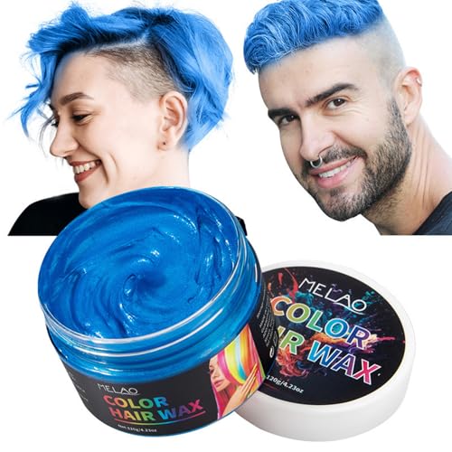 Blau Temporäre Haarfarbe Wax, Sofortige Farbe Natürliches Haarstyling Haartönung, Mattes Glatte Textur Waschbar Temporäre Styling Tönung Haare Haarwachs Für Party, Cosplay & Halloween