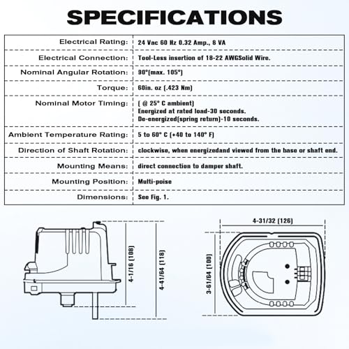 M847D-Zone Valve Actuator, Replacement Motor for ARD & ZD Zone Dampers, Compatible with Honeywell M847D1004 M847D Zone Valve Actuator Damper Operator 24V
