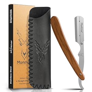 MARKHOR® Rose Wood Polish Cut Throat Razor Kit - Premium Quality Straight Razor for Men - Professional Barber Razor, Straight Edge Razor