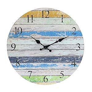   Stonebriar-Vintage-Farmhouse-14-Inch-Round-Battery-Operated-Hanging-Wall-Clock