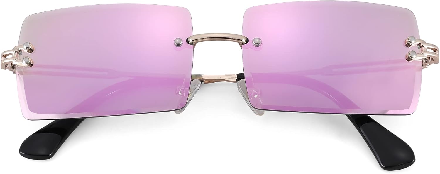 Rectangle Sunglasses for Men/Women Small Rimless Square Shade Eyewear - Image 2