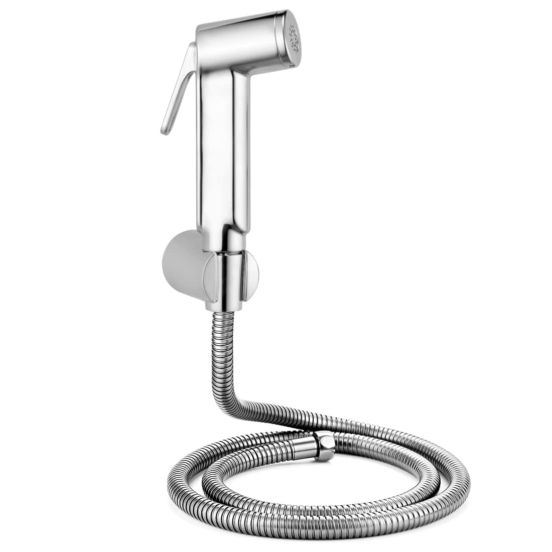 Shattaf Chrome Luxury Style with 1.20 Meter Flexible Hose Pipe and Wall Hook, Chrome Finish (Jet Spray for Toilet)