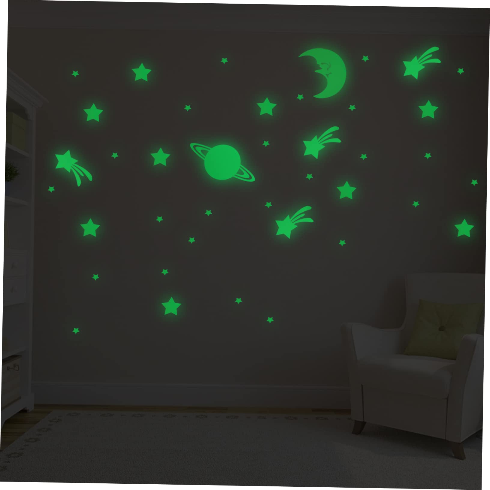 TOYANDONA 3sets Adesivi Murali Luminose Di Stelle e Decorazioni Fai Da Te Per Adesivi Luce Notturna Per Camera Da Letto e Asilo