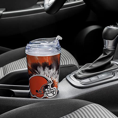 Image of Rico Industries NFL Football Glitter 24oz Acrylic Glitter Tumbler with Hinged Lid, Officially Licensed Double Wall Tumbler with Straw
