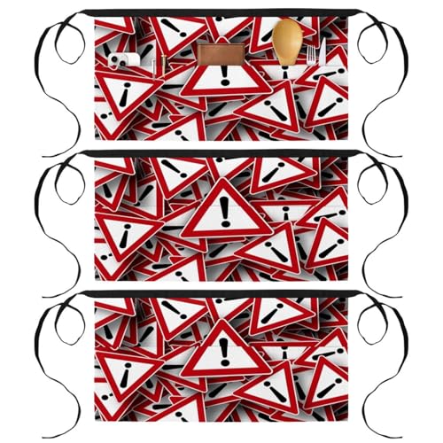 Lot de 3 tabliers courts anti-taches de chef avec poches pour serveur et cuisine